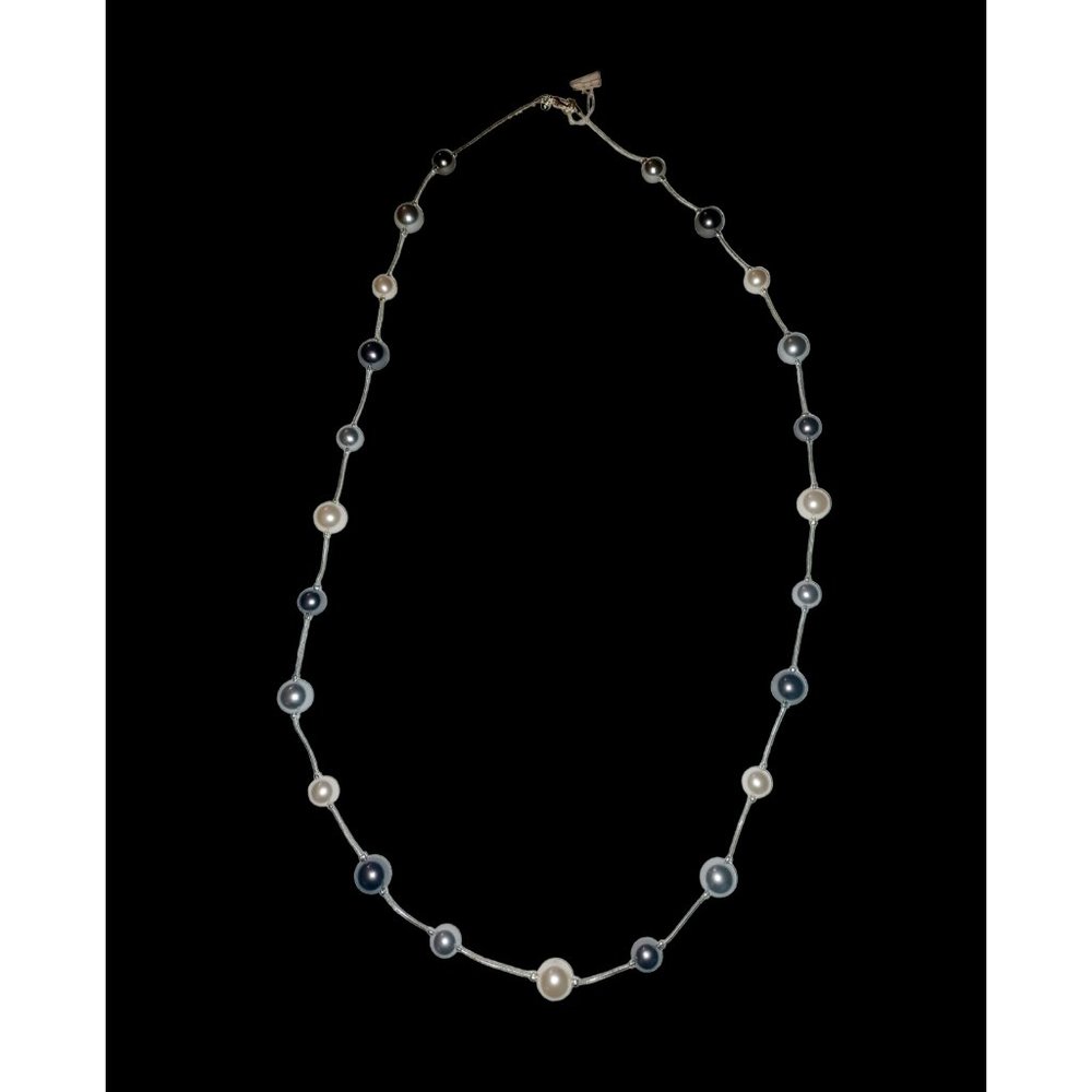 Vintage RMN Silver Tone Multi Color Pearl Necklace 36.5 New
